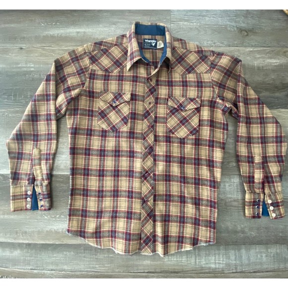 Wrangler mens snap Cowboy/Western cut long tail Button up shirt (16 1/2 - 35) - Picture 3 of 12